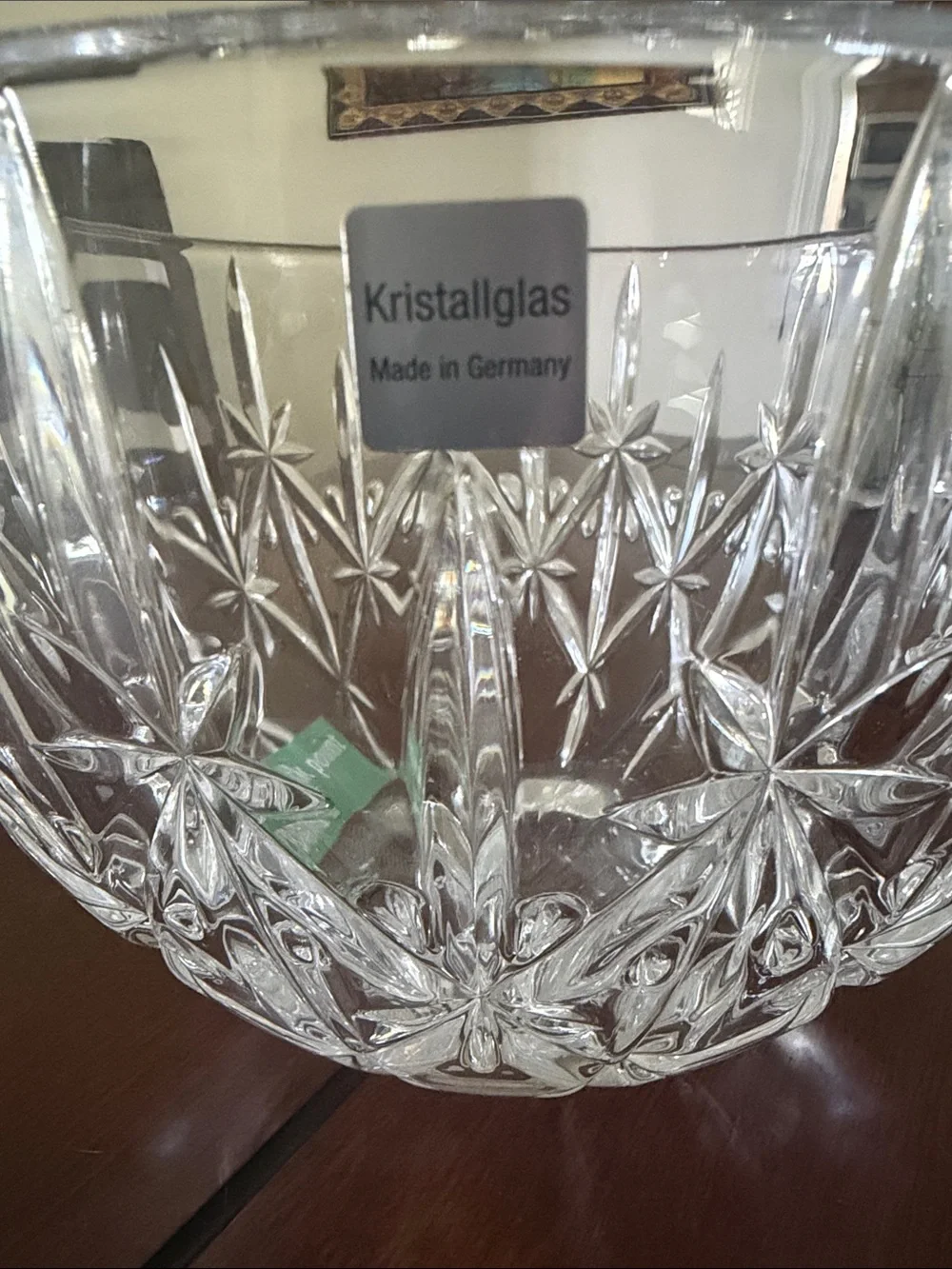 Cut Crystal Pattern Glass Serving Bowl - Clear Kristallglas, Germany 24% lead
